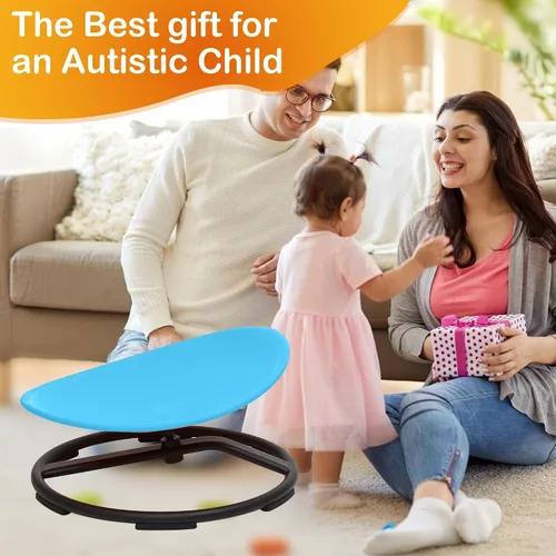 Miniatura 7 de Silla giratoria sensorial para niños autistas, silla giratoria sensorial, juguete para sentarse y girar para equilibrio y coordinación, asiento Azul