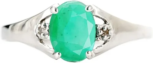Miniatura 3 de Galaxy Gold GG Anillo de oro blanco sólido de 14 quilates con diamante esmeralda de 1,26 quilates