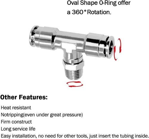 Miniatura 2 de Beduan Push to Connect Tube Fitting Union Tee, cobre niquelado tubo de 3/8" OD x 1/4" NPT rosca macho en forma de unión adaptador de montaje