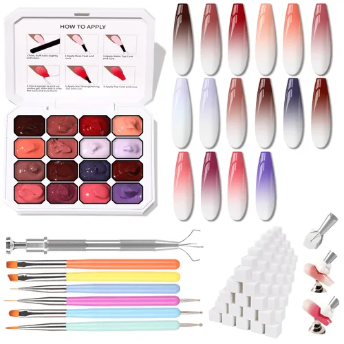Miniatura 16 de Sponge Pat Paint Gel de Uñas, Gel Degradado para Uñas Ombre, Rubor de Uñas Floreciente Aura Uñas Removedor de Dibujo Pintura Floral Arte de Uñas 16