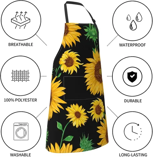 Miniatura 7 de Delantales personalizados para mujeres y madres, delantal impermeable personalizado con bolsillos para hombres, babero de chef de cocina ajustable