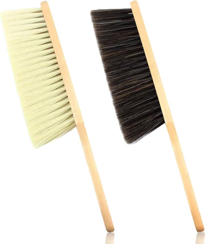 Miniatura 7 de 2 cepillos de polvo para escoba de mano, cepillos de banco de madera con cerdas suaves, cepillo para mostrador con mango de madera largo, cepillo