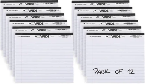 Miniatura 21 de ROARING SPRING Wide Landscape Legal Pad, amarillo canario, 2 blocs, 11 x 9.5 pulgadas, a rayas universitarias con margen, papel reciclado de 20