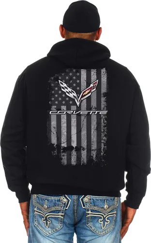Miniatura 4 de JH DESIGN GROUP Sudadera con capucha Chevy Corvette C7 para hombre con bandera estadounidense de 2 caras