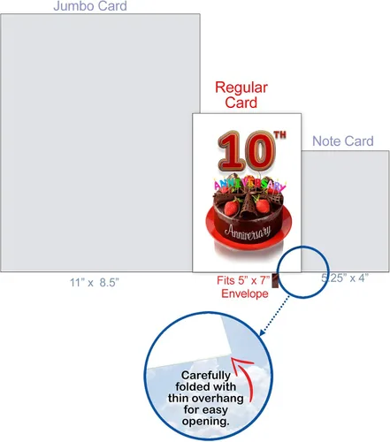 Miniatura 9 de The Best Card Company - Tarjeta jumbo del 10º aniversario con sobre (8.5 x 11 pulgadas) - Felicitaciones grandes por 10 años de matrimonio - Gran