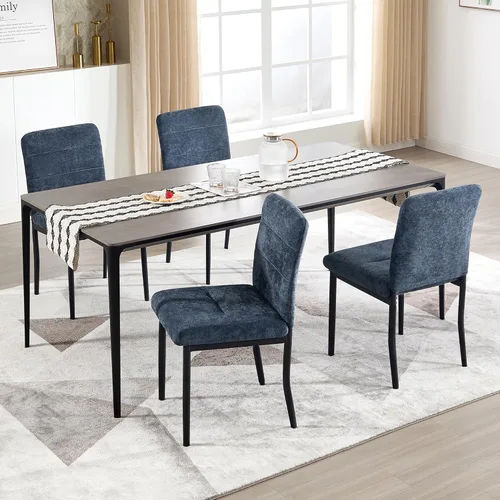 Miniatura 19 de Juego de 2 sillas de comedor, modernas sillas de comedor Parsons de tela tapizada, sillas de cocina sin brazos con patas de metal y asiento
