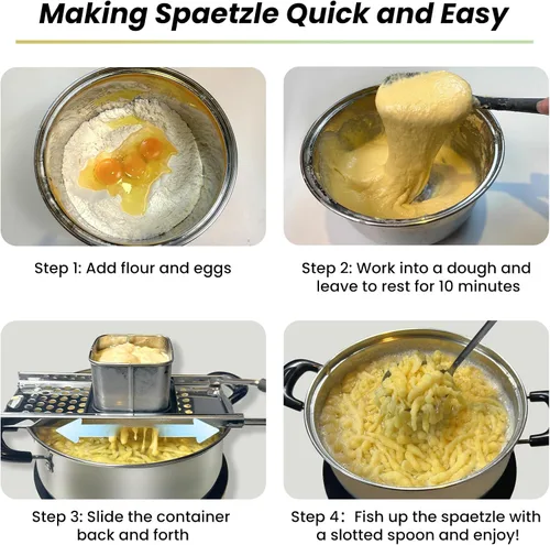 Miniatura 6 de SPEENSUN Fabricante de Spaetzle, Prensa de Spaetzle de Acero Inoxidable de Grado Premium, Eficiente Fabricante de Spaetzle Casero y Knoepfle, Facil