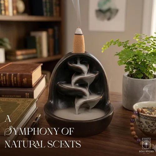 Miniatura 6 de Soul Sticks Conos de incienso de reflujo – 40 conos orgánicos hechos a mano para quemador de cascada Paquete de 4 aromas aromáticos de larga Go