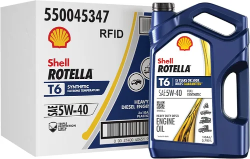 Aceite de motor Shell Rotella T6 totalmente sintético 5W-40, 1 galón (paquete de 3)