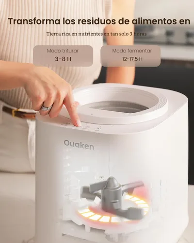 Miniatura 3 de Compostador eléctrico de 4 litros para cocina, contenedor de compostaje inteligente para encimera, inodoro, bajo ruido, limpieza automática, 3-Blanco