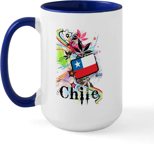 Miniatura 13 de CafePress Taza de café de cerámica extra grande de 15 oz (15.0 fl oz) con bandera de Chile
