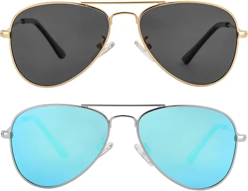 Miniatura 24 de Gleyemor Lentes de sol polarizados estilo aviador para niños y niñas, jóvenes, adolescentes, dos tamaños de 1.969 in y 2.047 in