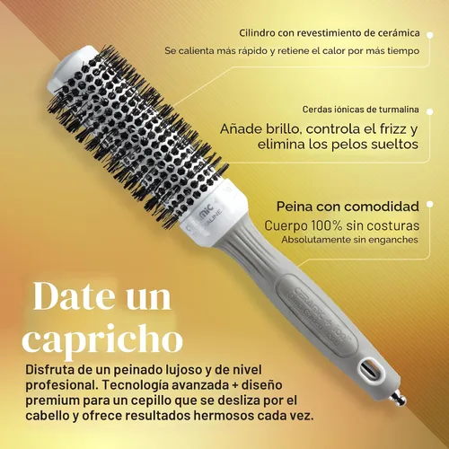 Miniatura 3 de Olivia Garden Ceramic + Ion Round Thermal Hair Brush - Not Electrical - Professional Blowout Brush for Normal to Thick Hair Blanco/Gris