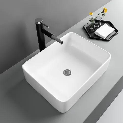 Miniatura 14 de Fregadero de esquina de baño pequeño de 18 x 10 pulgadas, fregadero rectangular blanco moderno para colgar en la pared Montaje en pared blanco