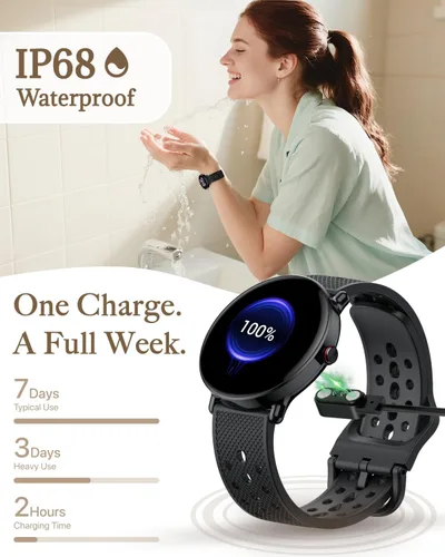 Miniatura 6 de Reloj inteligente para mujeres y hombres, para Android iOS con monitor de sueño y calorías, podómetro, rastreador de fitness, llamada Bluetooth