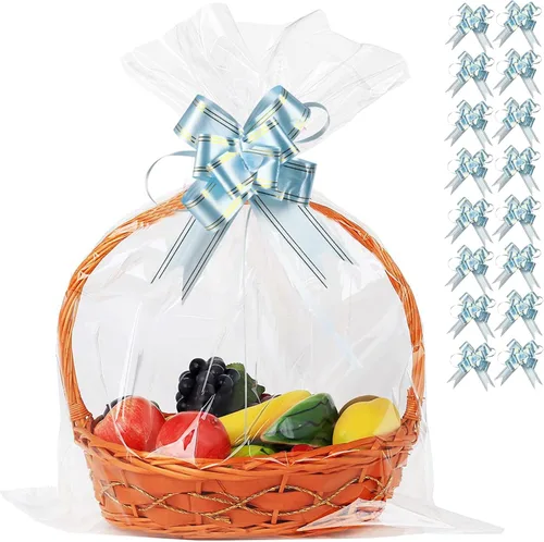 UltraOutlet Paquete de 50 bolsas grandes de celofán de 18 x 24 pulgadas, cesta de regalo de celofán transparente, de 2.3 mil de grosor, para cesta