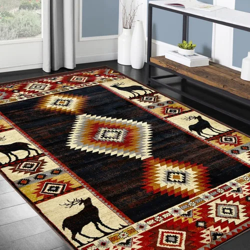 Miniatura 12 de Colección de alfombras de cabaña inspirada en la naturaleza con animales, diseño de felpa y polipropileno fácil de limpiar para decoración del hogar