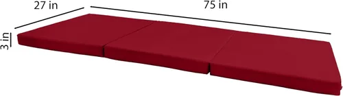 Miniatura 2 de D&D Futon Furniture Camas de espuma de triple pliegue, cama plegable Shikibuton para colchón para ahorrar espacio, 3 x 27 x 75 pulgadas, color rojo