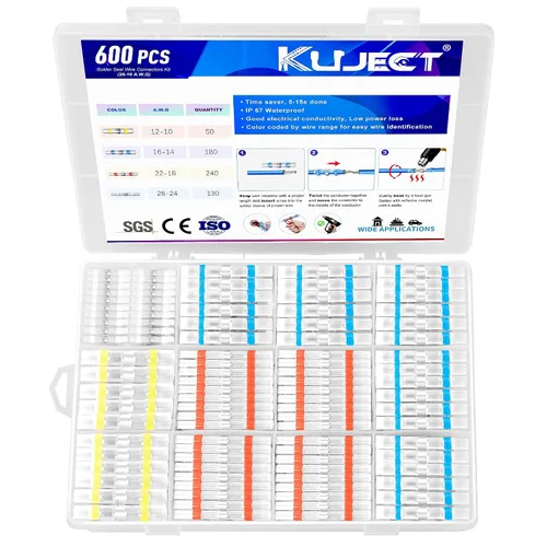 Miniatura 13 de Kuject 200 PCS Conectores Termorretráctiles de Sellado de Soldadura a Tope, Kit de Conectores de Cable Impermeables Terminales Eléctricos, Conector