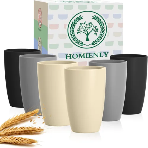 Miniatura 17 de Homienly Juego de vasos apilables con popote de trigo inastillable, vasos de cocina irrompibles para niños y adultos, reutilizables, aptos para 8