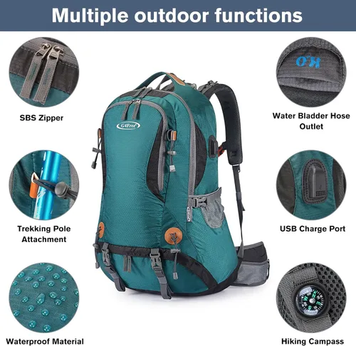 Miniatura 3 de Mochila G4Free de 11 gal para uso en exteriores, campamento, alpinismo, senderismo con funda para lluvia. Verde oscuro01