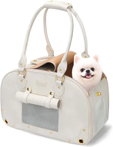 Bolsa transportadora para perros, transportador para mascotas, plegable, impermeable, de cuero de alta calidad, portátil, para gatos y perros
