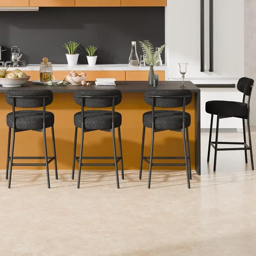 Miniatura 24 de Boucle - Juego de 2 taburetes de bar de altura de mostrador de 28 pulgadas, taburetes de bar modernos con asiento redondo de 4 pulgadas de grosor