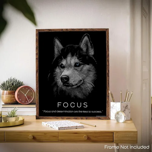 Miniatura 4 de Inspirational Wall Art Co. - Enfoque - Pósteres de citas motivacionales de éxito de Wolf Hustle Focus - Impresión para el hogar, oficina, negocios