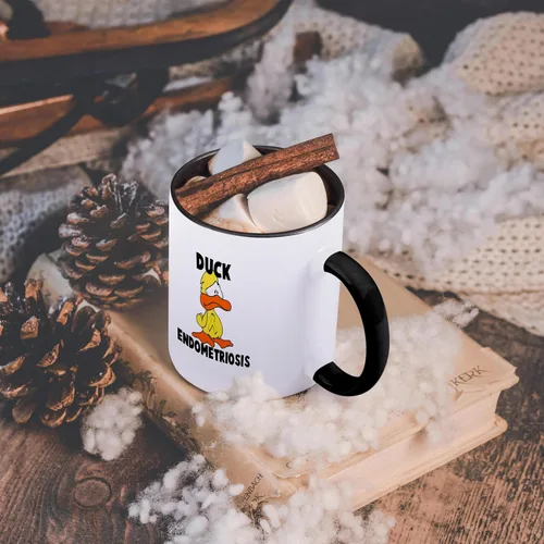 Miniatura 6 de 3dRose Duck Endometriosis Awareness Ribbon Cause Design 15oz Two-Tone Black Mug