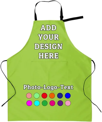 Miniatura 19 de Delantal personalizado para adultos, delantales personalizados con bolsillos, añade tu logotipo y foto, delantal impermeable ajustable personalizado