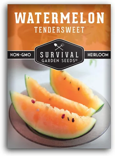 Survival Garden Seeds -Semilla de sandía de naranja tierna para plantar - Paquete con instrucciones para plantar y cultivar deliciosas sandías en tu