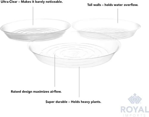 Miniatura 4 de Royal Imports Plato de plástico para maceta, bandeja de goteo transparente, plato desechable para maceta, forro de drenaje de humedad para el hogar