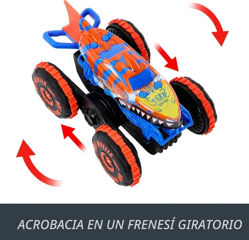 Miniatura 4 de Hot Wheels Monster Trucks - Vehículo de juguete a control remoto, escalador de tiburón tigre a gran escala con 3 modos de juego para carreras