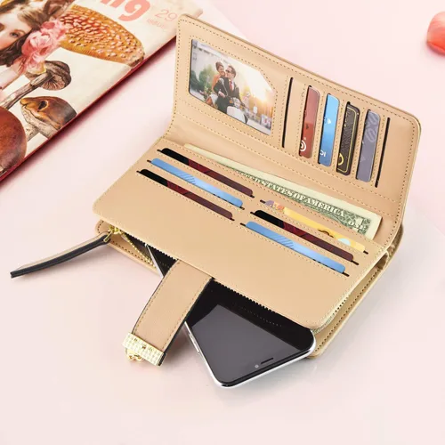 Miniatura 6 de PGXT Womens Long Leather Card Holder Purse Zipper Buckle Elegant Clutch Wallet