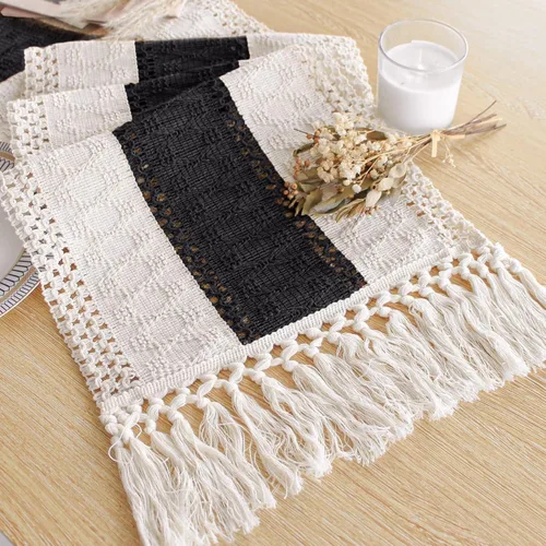Miniatura 9 de FEXIA - Camino de mesa bohemio con borlas, para decoración del hogar, de macramé para decoración de habitación, comedor, dormitorio, despedida