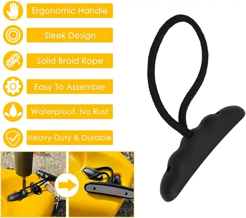 Miniatura 5 de DS. DISTINCTIVE STYLE Kayak Handles 2 Pieces Carry Handles Replacement Kayak Accessories Negro
