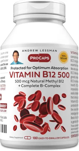 Miniatura 10 de ANDREW LESSMAN Vitamina B12 500 60 cápsulas – Metilcobalamina protegida por absorción (coenzima natural vitamina B12), esencial para la energía