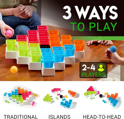Miniatura 2 de Franklin Sports Battle Buckets Pong Games - Juegos de ping pong para cuatro jugadores de ritmo rápido - Diversión para niños y familias - Es un