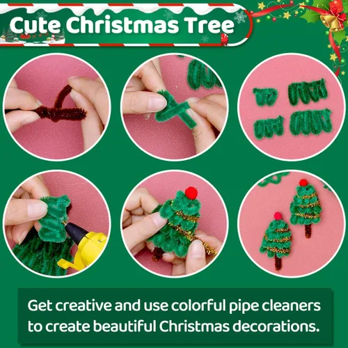 Miniatura 5 de Eppingwin 200 piezas Limpiapipas, Limpiapipas Verde Brillante Suministros para Manualidades, Tallos de Chenilla para Proyectos de Artes y Verde