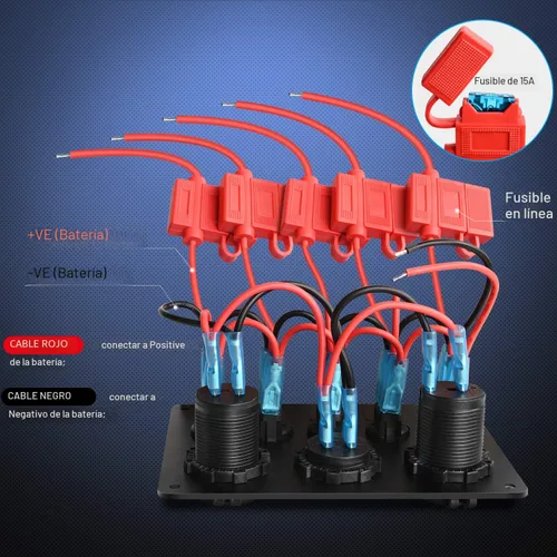 Miniatura 4 de Nilight 90101E - Cargador USB dual de 5 bandas multifunción basculante + volímetro digital + salida de 12 V, panel de interruptores precableado