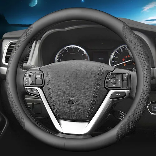 Miniatura 2 de HAOTULE Funda de cuero de napa delgada y elegante para volante, para la conversión interior de la cubierta del volante de Chevrolet (negro)