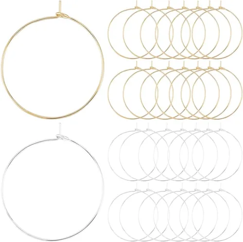 Miniatura 7 de Beebeecraft 1 caja de 100 piezas de aretes de aro chapados en oro de 18 quilates de acero inoxidable 316 con pines de 0.028 in para hacer aretes