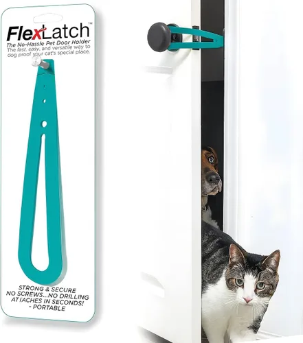 Miniatura 13 de FlexLatch Pestillo de puerta para gatos - Pestillo de puerta para gatos extragrande, alternativa a la puerta de gato, se instala rápidamente, correa