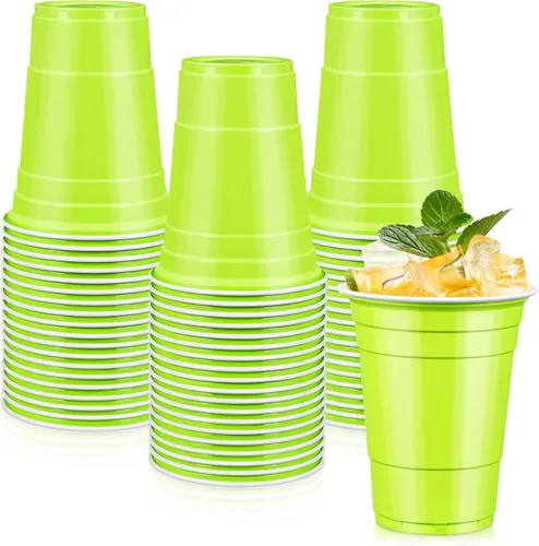 Miniatura 18 de LANLISA 50 vasos de plástico verdes, vasos desechables de 16 onzas, vasos para beber para el día de San Patricio, suministros de fiesta de Navidad