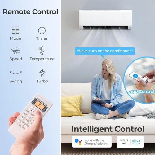 Miniatura 5 de SIMOE 9000 BTU Mini Split Air Conditioner and Heat Pump, 115V 20.5 SEER2 WiFi Enabled Mini Split AC/Heating System, Cools Up to 450 Sq.Ft, Ductless
