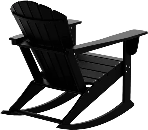 Miniatura 6 de WO Home Furniture Silla Mecedora de Patio al Aire Libre Tradicional HDPE Resistente a los Rayos UV (Negro)