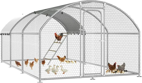 Miniatura 10 de Gallinero grande de metal para pollos con percha para posarse, gallinero de entrada para aves de corral, casa para patos, corral para pollos