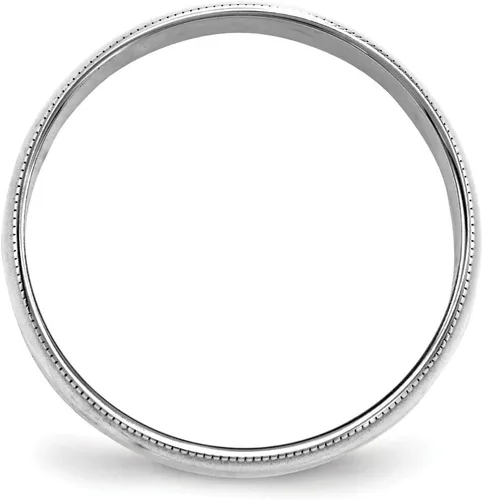 Miniatura 2 de Anillo de boda de oro blanco de 10 quilates de 0.236 in con cúpula clásica llana milgrain