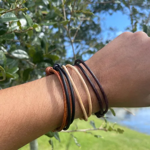 Miniatura 7 de 3 mm Men Genuine Leather Bracelet - Handmade Adjustable Cuff, Mens Minimalism Leather Wrap Wristband, Simple Accessories, Premium Leather, Women