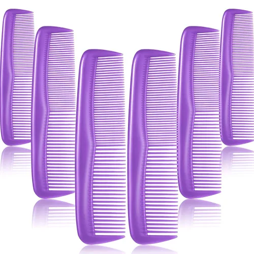 Miniatura 10 de Leinuosen Set de 12 piezas de peines de bolsillo de plástico de dientes finos para peinado para mujeres y hombres, Peines para cabello